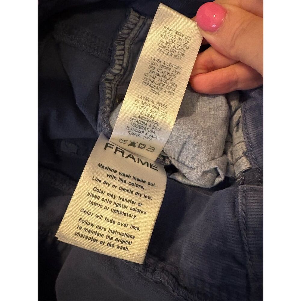 FRAME Women's High Rise Cigarette Corduroy Pants Blue Size 30 - Picture 5 of 12